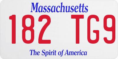 MA license plate 182TG9