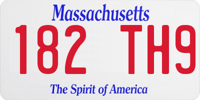 MA license plate 182TH9