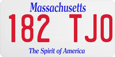 MA license plate 182TJ0