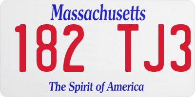 MA license plate 182TJ3