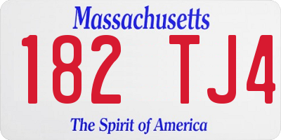 MA license plate 182TJ4