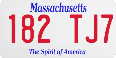 MA license plate 182TJ7