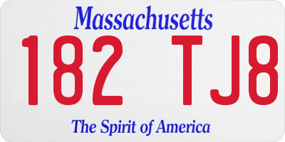MA license plate 182TJ8