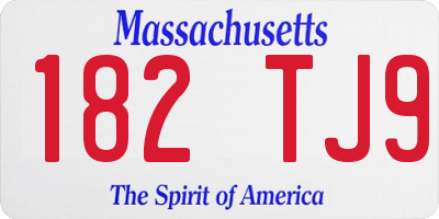 MA license plate 182TJ9