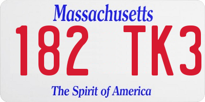 MA license plate 182TK3