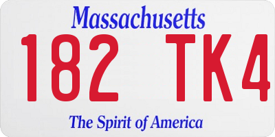 MA license plate 182TK4