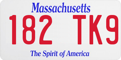 MA license plate 182TK9