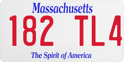 MA license plate 182TL4