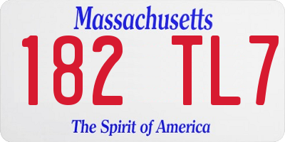 MA license plate 182TL7