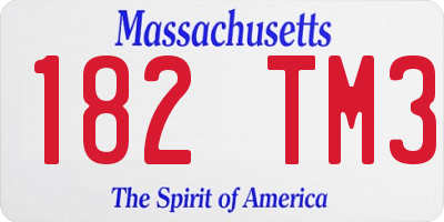 MA license plate 182TM3