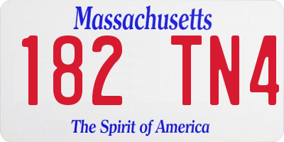MA license plate 182TN4