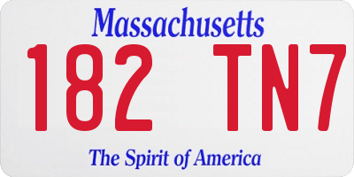 MA license plate 182TN7