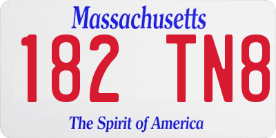MA license plate 182TN8