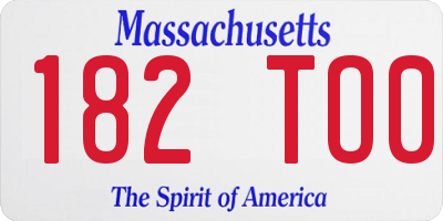 MA license plate 182TO0