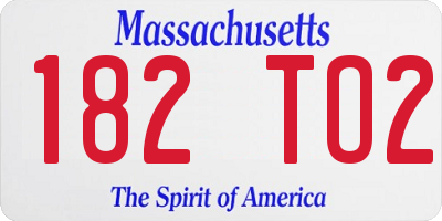 MA license plate 182TO2