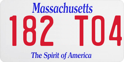 MA license plate 182TO4