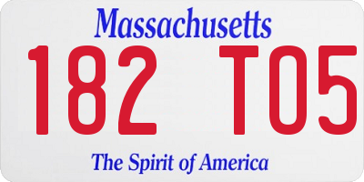 MA license plate 182TO5