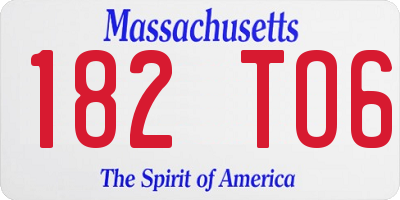 MA license plate 182TO6