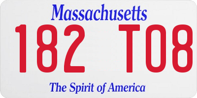 MA license plate 182TO8