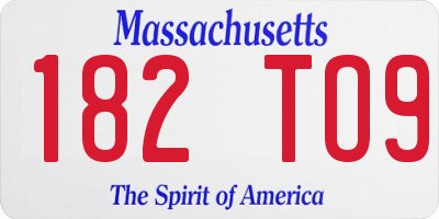 MA license plate 182TO9