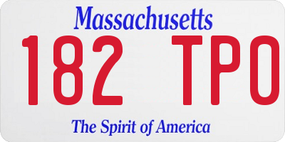 MA license plate 182TP0
