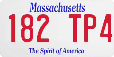 MA license plate 182TP4