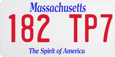 MA license plate 182TP7