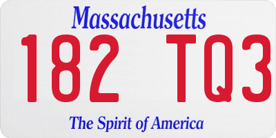 MA license plate 182TQ3