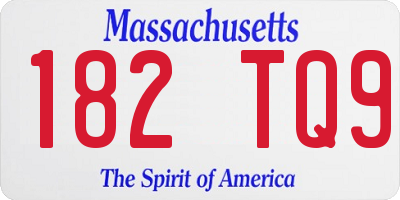 MA license plate 182TQ9