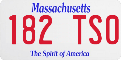 MA license plate 182TS0