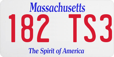MA license plate 182TS3
