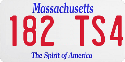MA license plate 182TS4