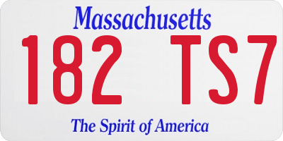 MA license plate 182TS7