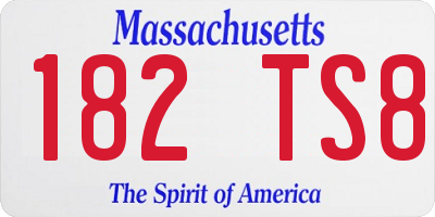 MA license plate 182TS8