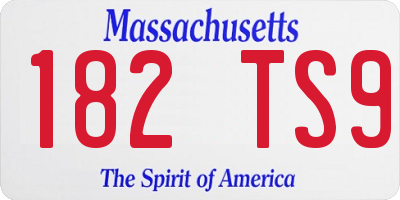 MA license plate 182TS9