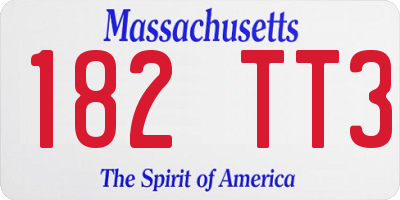 MA license plate 182TT3