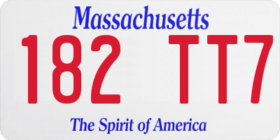MA license plate 182TT7