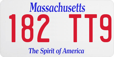 MA license plate 182TT9