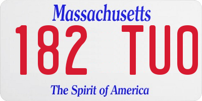 MA license plate 182TU0
