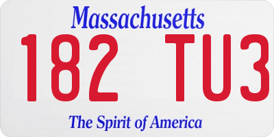 MA license plate 182TU3