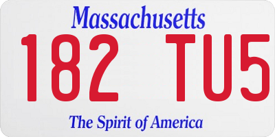 MA license plate 182TU5