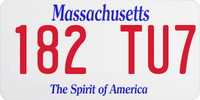 MA license plate 182TU7