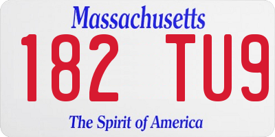 MA license plate 182TU9