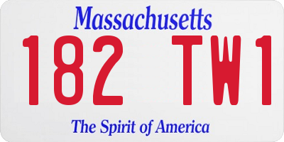 MA license plate 182TW1