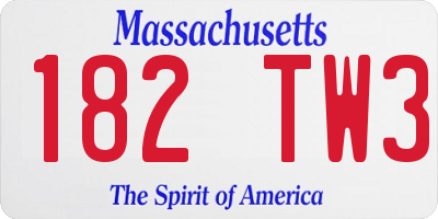 MA license plate 182TW3