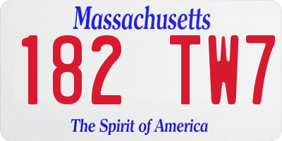 MA license plate 182TW7