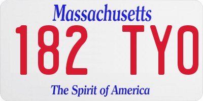 MA license plate 182TY0