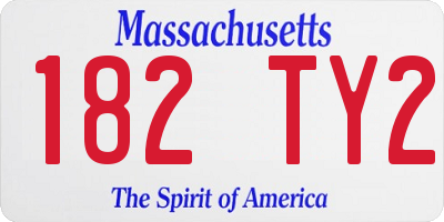 MA license plate 182TY2