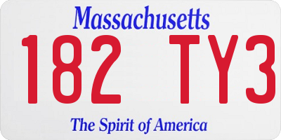 MA license plate 182TY3