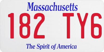MA license plate 182TY6